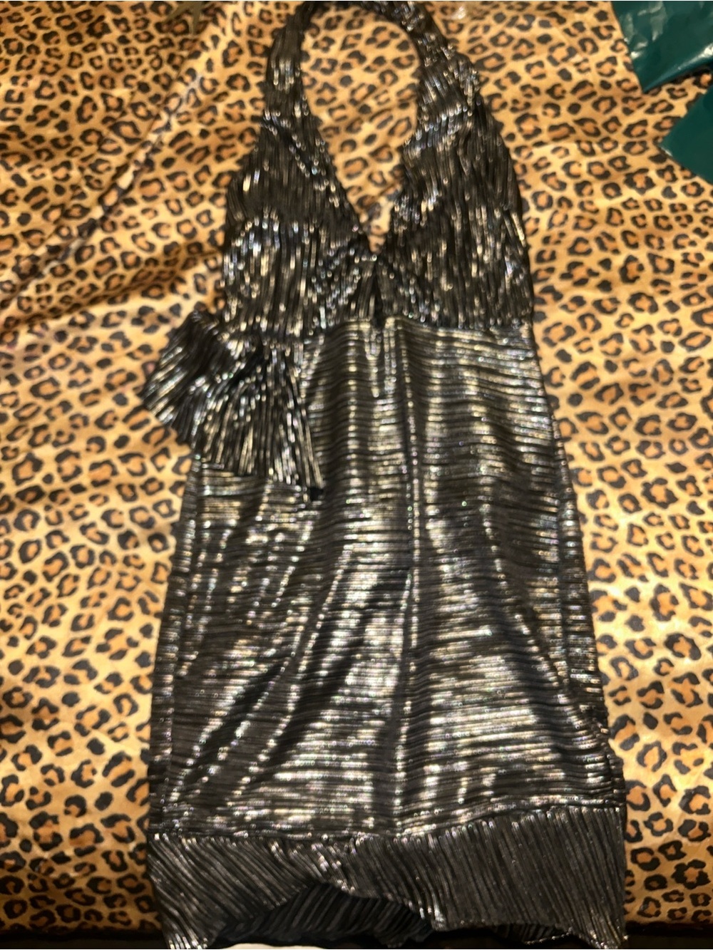 superdown Shimmery Black One-Shoulder Fringe Dress